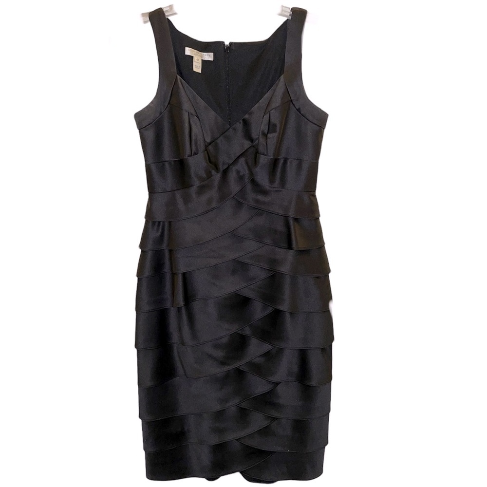 London Times Stunning Little Black Layered Sleeveless Dress (4P)